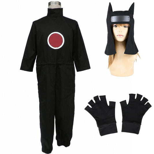 Anime Sand Puppet Master Ninja Cosplay Costume Black Hooded Jumpsuit full Outfit Men Kids