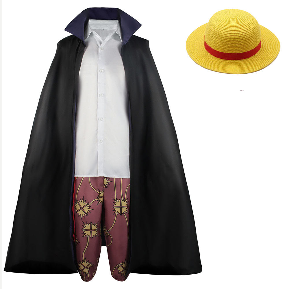 Red-Hair Pirate Captain Costume Full Outfit with Hat for Men Halloween