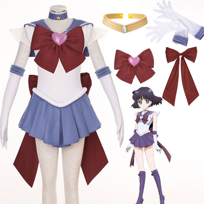 Halloween Anime Sailor Moon Costume Tomoyo Hotaru Sailor saturn Fighting Cosplay Full Outfit