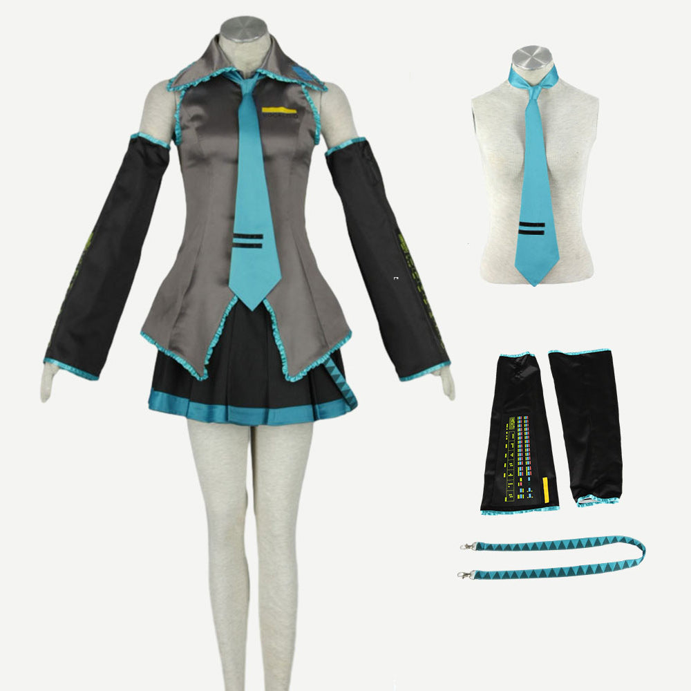 Anime Twin-Tail Virtual Pop Star Cosplay Costume Outfit with Accessories for Women Kids