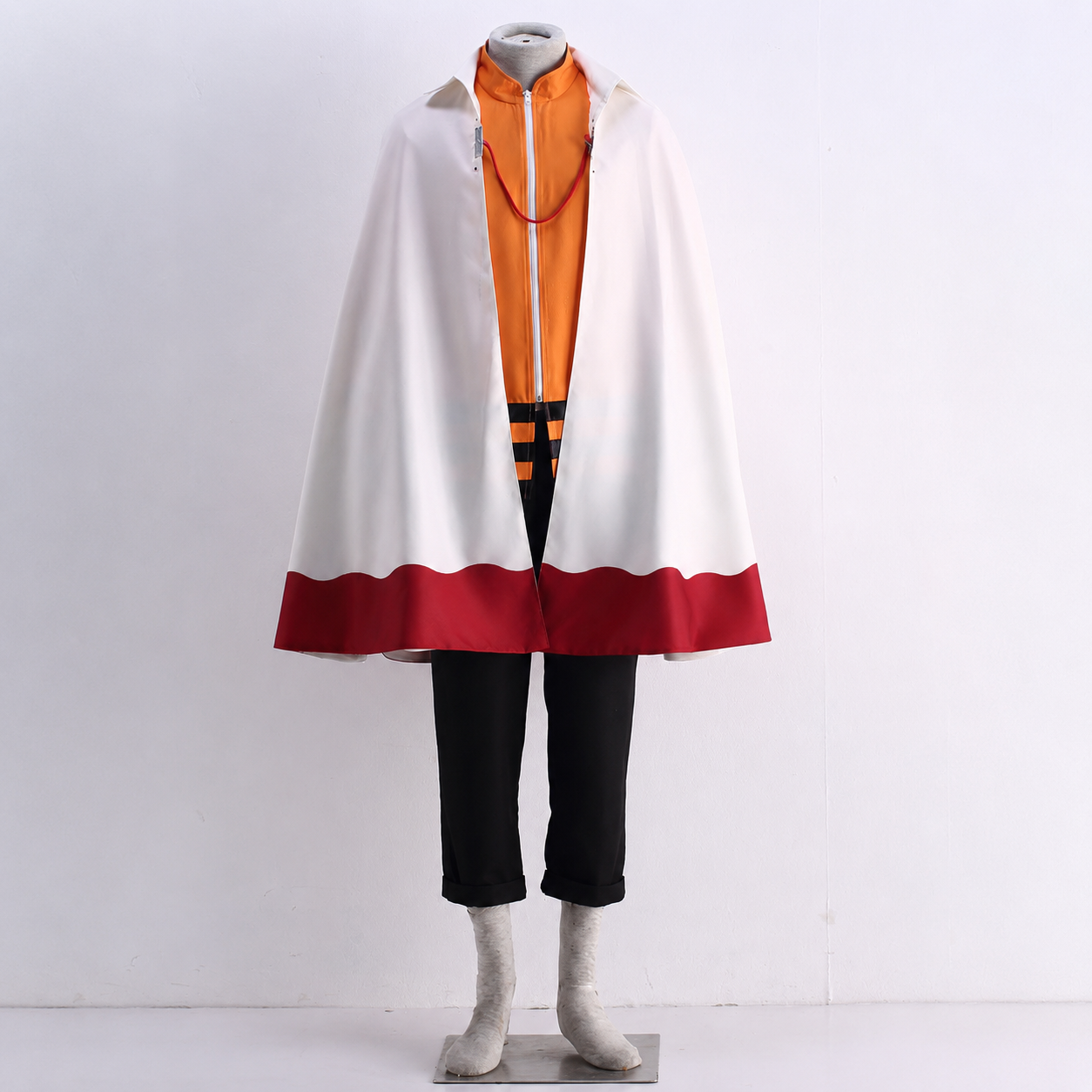 Anime Orange 7th Village Ninja Leader Cosplay Cloak with Leader Hat for Men Kids Halloween
