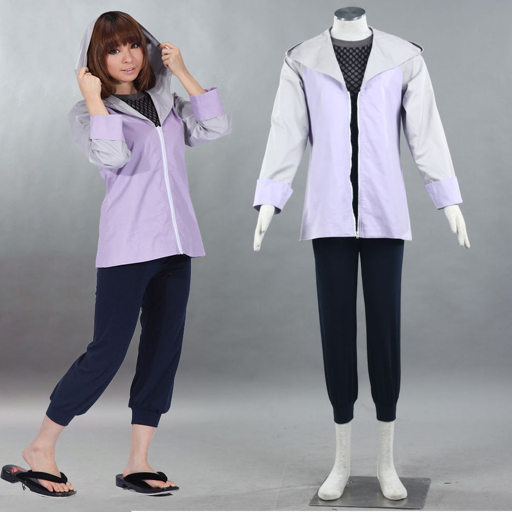 Anime White-Eyed Princess Ninja Cosplay Costume Light Purple Hooded Outfit for Women Kids