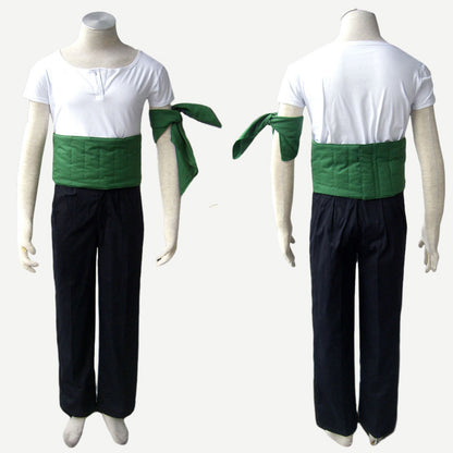 Anime Pirate Adventure Green Swordsman Costume Outfit for Men and Kids