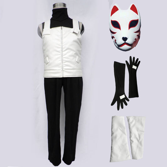 Anime Village Shadow Ninja Costume Cosplay Uniform with Fox Mask for Men Kids Halloween