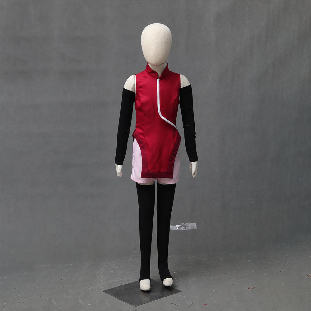 Anime Next Gen Red Glasses Ninja Girl Cosplay Outfit with Accessories for Women Kids
