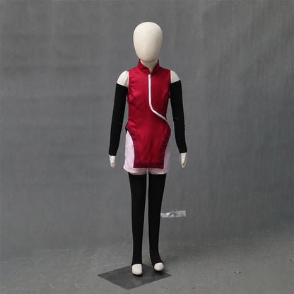 Anime Next Gen Red Glasses Ninja Girl Cosplay Outfit with Accessories for Women Kids
