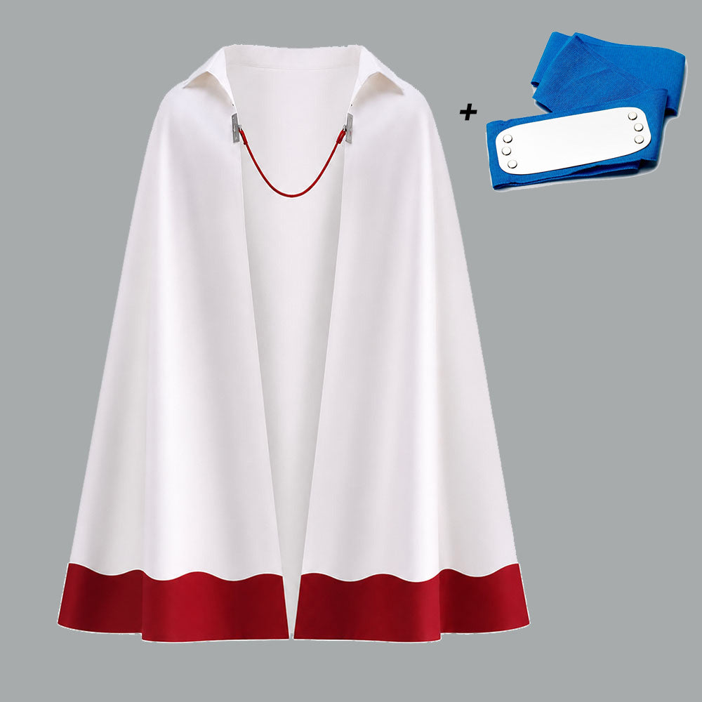 Anime Seventh Village Leader White Costume Cloak with Headband for Men Kids Halloween