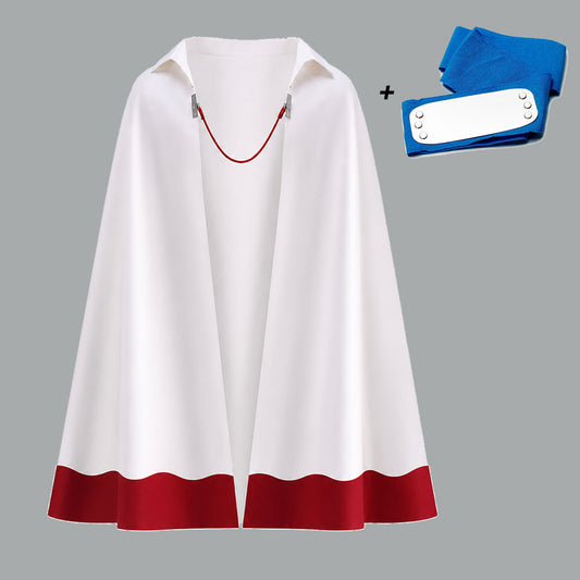 Anime Seventh Village Leader White Costume Cloak with Headband for Men Kids Halloween