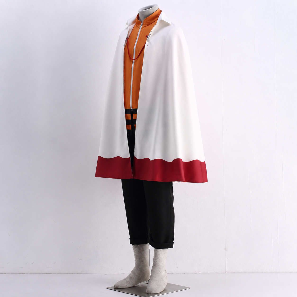 Anime Orange 7th Village Ninja Leader Cosplay Cloak with Leader Hat for Men Kids Halloween